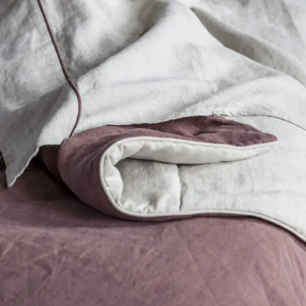 Linen Blanket with Piping, Once Milano - Image 2